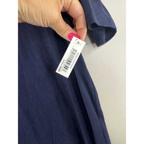 Navy Blue Square Neck Cotton Top XL Minimal Coastal Classic Elevated Basic NWT - Picture 7 of 9